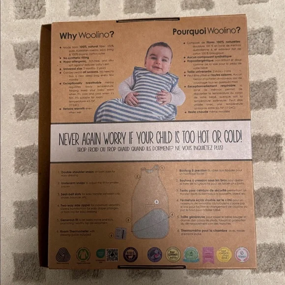 NEW Woolino 4 Season Ultimate Baby Sleep Bag Blue Stars 2-24 Months - Picture 3 of 3